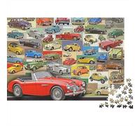 Classic Car Collection 1000 Piece Thick Cardboard Vintage Cars Collage Art Jigsaw Puzzle for Lovers Scratch-resistant Quiet Time Brain Training Eco-friendly 70x50cm/1000pcs
