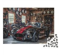Classic Car Garage 100% Recycled Cardboard Red Hot Rod Garage 1000Pc Jigsaw Adult Jigsaws Classic Educational Games 52x38cm/1000pcs