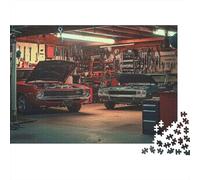 Classic Car Garage 1000 Pieces Jigsaw Puzzle for Adults Family Game Night Concentration Training Sturdy Paper 70x50cm/1000pcs