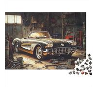 Classic Car Garage Scene 1000 Piece Puzzle for Adults Silver Classic Car Garage Tools Vintage Premium Thick Sturdy Challenging Stress Relief 70x50cm/1000pcs