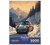 Classic Car Mountain Road 1000 Piece Jigsaw Puzzle Paper for Adults Snowy Landscape Jigsaw Puzzle for Family Home Decor Gift 38x26cm/1000pcs