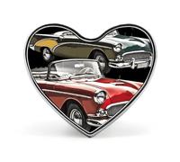 Classic Car Roadsters Old Fashioned Badge Heart Design, Cute ID Badge Holder for Woker, Metal Badge Brooch, Love Heart Lapel Pins for Men Women Doctor Gift Backpacks and Coat Accessories