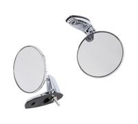 Classic Car Silver for Retro Round Front Rear View Mirror Stainless Steel | Wide-angle convex glass, stainless steel frame, silver finish, 22.5cm length, weather resistant