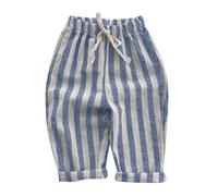 Classic Casual Pants Boys Thin Stripe Elastics Waist Spring Summer Trousers Toddler Long 2pcs Month Baby Gift Blue