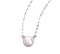 Classic cat earrings, copper pearl accents, undated necklace or ear studs, animal lovers, white gold studs