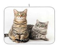 Classic Cat Grey Dish Drying Mat, Microfiber Coffee Bar Mat, 18x24 Inches