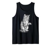 Classic Cat Illustration Feline Pet Lover Art Tank Top