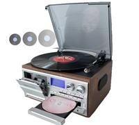Classic CD & Cassette Player with USB/SD Playback, AM/FM Radio - Audio System for Music Lovers, Vinyl Compatible, Retro Design