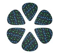 Classic Celluloid Guitar Picks Set Black And Blue Neon Lights, 6 Pack Paddles for Mandolin, Bass & Acoustic Guitar, Musician‘s Choice 0.46-0.96mm