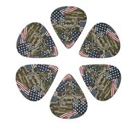 Classic Celluloid Guitar Picks Set Camo Deer Blanket Hunting Camouflage Usa Flag, 6 Pack Paddles for Mandolin, Bass & Acoustic Guitar, Musician‘s Choice 0.46-0.96mm