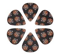 Classic Celluloid Guitar Picks Set Fire Angry Tiger, 6 Pack Paddles for Mandolin, Bass & Acoustic Guitar, Musician‘s Choice 0.46-0.96mm