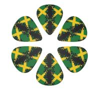 Classic Celluloid Guitar Picks Set Grunge Flag Of Jamaica, 6 Pack Paddles for Mandolin, Bass & Acoustic Guitar, Musician‘s Choice 0.46-0.96mm