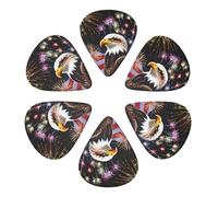 Classic Celluloid Picks Set Bald Eagle American Flag Fireworks Pattern, 6 Pack 351 Shape for Banjo, Acoustic Guitar & Ukulele Players, Three Thickness Options
