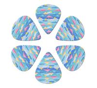 Classic Celluloid Picks Set Colorful Clouds And Stars, 6 Pack 351 Shape for Banjo, Acoustic Guitar & Ukulele Players, Three Thickness Options