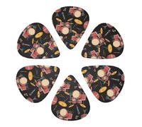 Classic Celluloid Picks Set Rock Drum Stand, 6 Pack 351 Shape for Banjo, Acoustic Guitar & Ukulele Players, Three Thickness Options