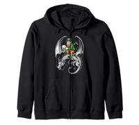Classic Celtic Irish St Patrick Day Dragon And Leprechaun Zip Hoodie