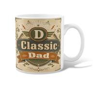 Classic Ceramic Coffee Mug, Vintage Rustic D Dad Father'S Day Brown Novelty Hot Chocolate Mug with Handle Ideal for Friends Family Co-Worker Lovers Eldership Senior 11 Oz