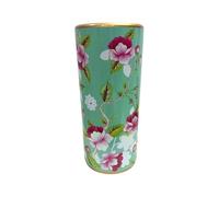 Classic Ceramic Hexagonal 18” Tall Umbrella Stand - Multi-Functional Holder or Decorative Vase, Zebra Safari Design with Durable Glazed Finish for Home, Office, or Entryway (Green Floral Rose Design)
