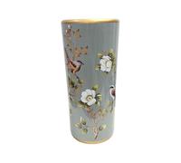 Classic Ceramic Hexagonal 18” Tall Umbrella Stand - Multi-Functional Holder or Decorative Vase, Zebra Safari Design with Durable Glazed Finish for Home, Office, or Entryway (Grey Floral Leaf Design)