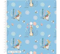 Classic Characters Peter Rabbit Prints 100% Cotton Craft Fabric 112cm Wide Material for Children's Quilting Projects, Craft Bags, Home Decor