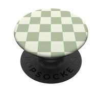 Classic Checkered Checker Checkerboard Light Sage Green PopSockets Adhesive PopGrip