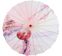 Classic Chinese-style umbrellas, hand-painted silk Chinese Oiled Paper Umbrella Handmade Classical Dance Umbrella for Girls Props(Style E)