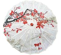 Classic Chinese-style umbrellas, hand-painted silk Chinese Oiled Paper Umbrella Oriental Oil Paper Parasol Chinese Art Classical Dance Umbrella(Style D)