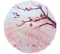 Classic Chinese-style umbrellas, hand-painted silk Chinese Oiled Paper Umbrella Oriental Oil Paper Parasol Chinese Art Classical Dance Umbrella(Style C)