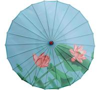 Classic Chinese-style umbrellas, hand-painted silk Chinese Oiled Paper Umbrella Oriental Parasol Handmade Wood Handle Flower Print Classical Dance Umbrella for Wedding Party(Style B)