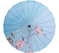 Classic Chinese-style umbrellas, hand-painted silk Chinese Oiled Paper Umbrella Oriental Parasol Handmade Wood Handle Flower Print Classical Dance Umbrella for Wedding Party(Style a)