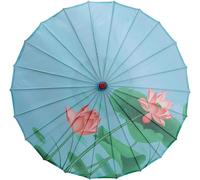 Classic Chinese-style umbrellas, hand-painted silk Chinese Oiled Paper Umbrella Oriental Parasol Handmade Wood Handle Flower Print Classical Dance Umbrella for Wedding Party(Style B)