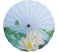 Classic Chinese-style umbrellas, hand-painted silk Chinese Oiled Paper Umbrella Oriental Parasol Handmade Wood Handle Flower Print Classical Dance Umbrella for Wedding Party(Style D)