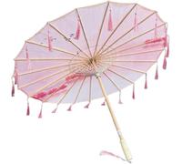 Classic Chinese-style umbrellas, hand-painted silk Classical Dance Parasol 32" Silk Cloth Umbrella for Photography Party Costumes(Style C)