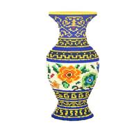 Classic Chinese Vase Building Block Set, Blue-Yellow Traditional Pattern, Mini Bricks DIY Craft, Decorative Figurine for Living Room, Gift for Collectors and DIY Enthusiasts-16000+PCS