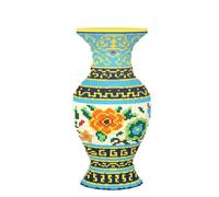 Classic Chinese Vase Building Block Set, Blue-Yellow Traditional Pattern, Mini Bricks DIY Craft, Decorative Figurine for Living Room, Gift for Collectors and DIY Enthusiasts-16000+PCS