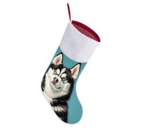 Classic Christmas Cute Husky Stockings Soft Festive Holiday Stockings with Plush Cuff & Hanging Loop Ornaments for Tree Fireplace Candy Toys Stairs Xmas Party Decorations Gifts