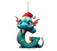 Classic Christmas Hanging Ornaments Set 26 Letter Dinosaur Baby Christmas Pendant Acrylic Flat Tree Home Decoration Pendant for Indoor Holiday Decor