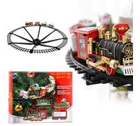 Classic Christmas Train Set with Lights and Sounds - 11.5 Ft Railway Tracks Battery Operated Train Toy Models, Plastic Electronic Playset for Under The Tree, Festive Decor & Kids Gift (Regular)
