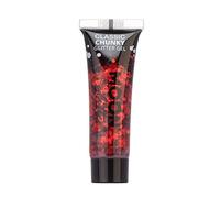 Classic Chunky Face & Body Glitter Gel by Moon Glitter - Red - Cosmetic Festival Glitter Face Paint for Face, Body, Hair, Nails - 12ml