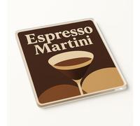 Classic Cocktail Acrylic Coaster Gift - Espresso Martini Mid-Century Modern Design Elegant Cocktail Lounge Decor