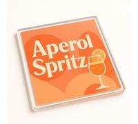 Classic Cocktail Acrylic Coaster Gift - Retro Cocktail Lounge Decor with Vintage Mid-Century Modern Aperol Spritz Style Design