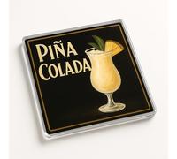 Classic Cocktail Acrylic Coaster Gift - Tropical Piña Colada Art Deco Style Design Home Bar Decor Accessory