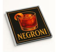 Classic Cocktail Acrylic Coaster Gift - Vintage Jazz Age Design for Home Bar Decor, Stylish Negroni Cocktail Illustration