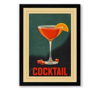 Classic Cocktail Hour Vintage Framed Wall Art Print A2 (59.4×42cm) Black, Wall Decor for Living Room, Bedroom, Office & Home, Ready to Hang, Art Gift