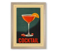 Classic Cocktail Hour Vintage Framed Wall Art Print A2 (59.4×42cm) Oak, Wall Decor for Living Room, Bedroom, Office & Home, Ready to Hang, Art Gift