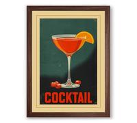Classic Cocktail Hour Vintage Framed Wall Art Print A4 (29.7×21cm) Walnut, Wall Decor for Living Room, Bedroom, Office & Home, Ready to Hang, Art Gift