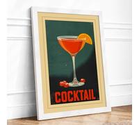 Classic Cocktail Hour Vintage Framed Wall Art Print A4 White