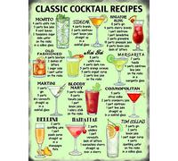 Classic Cocktail Recipes Metal Wall Sign M10647