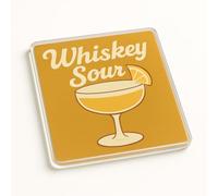 Classic Cocktail Vintage Acrylic Coaster Gift - Mid-Century Modern Diner Chic Whiskey Sour Design Home Bar Decor