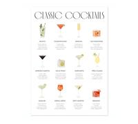 Classic Cocktails Poster, Cocktail Print, Framed Wall Art, Modern Kitchen Decor, Drinks Poster, Gift Idea, Archival Matte, A4 (Print Only) - 29.7x21cm